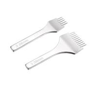 sourcing map 2Pcs Leather Stitching Punch 3.38mm 2/5 Prong Carbon Steel Leather Punch Hole Tool Chisel for DIY Craft Handbag Wallets Card Belt Holders Key Holders Belts, White