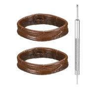 sourcing map 2pcs Leather Watch Band Loops 18mm Replacement Watch Band Keeper Watch Strap Holder Retainer Wristwatch Strap Fastener Rings, Brown