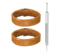 sourcing map 2pcs Leather Watch Band Loops 22mm Replacement Watch Band Keeper Watch Strap Holder Retainer Wristwatch Strap Fastener Rings, Light Brown
