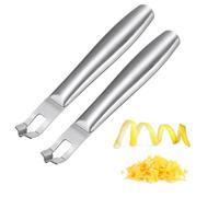 sourcing map 2Pcs Lemon Peeler, Stainless Steel Citrus Fruit Peeler Tool Orange Zester Gadget Channel Knife for Cocktail Garnishes Bar Kitchen Accessory, Silver