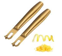 sourcing map 2Pcs Lemon Peeler, Stainless Steel Citrus Fruit Peeler Tool Orange Zester Gadget Channel Knife for Cocktail Garnishes Bar Kitchen Accessory, Gold