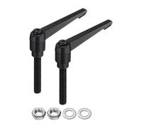 sourcing map 2pcs Lever Adjustable Handles M10 x 60mm Metric Male Thread with Nuts Washers, Level Clamping Handle Set Hand Stud Knobs Rotating Screw Handles Bolts with Locking Lever, Black