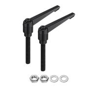 sourcing map 2pcs Lever Adjustable Handles M10 x 70mm Metric Male Thread with Nuts Washers, Level Clamping Handle Set Hand Stud Knobs Rotating Screw Handles Bolts with Locking Lever, Black