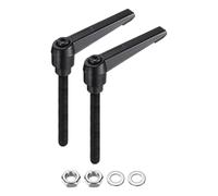 sourcing map 2pcs Lever Adjustable Handles M8 x 60mm Metric Male Thread with Nuts Washers, Level Clamping Handle Set Hand Stud Knobs Rotating Screw Handles Bolts with Locking Lever, Black