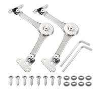 sourcing map 2Pcs Lid Support Hinge, 200-220N Adjustable Hinge Damper Gas Struts Soft Close Folding Lid Stay Hinges Automatic Slow Lowering Pneumatic Lid Buffer for Cabinet Closet Wardrobe