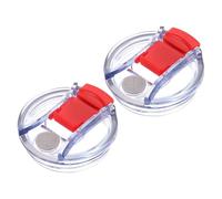 sourcing map 2Pcs Lids Replacement for Tumbler Cup 30oz, Spill Proof Lid Stopper Straw Cup Lid, Leak Proof Splash Resistant Cover Lid for Cold Drinks, Red