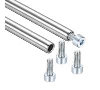 sourcing map 2pcs Linear Motion Rod Shaft Guide 6x600mm 304 Stainless Steel | End Hollow Linear Steel Rods Inner Threaded Studs,with Screws,for 3D Printer and CNC Machine