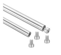 sourcing map 2Pcs Linear Motion Rod Shaft Guide, 8 x 400mm/0.31 x 15.75 in Case Hardened Chrome Plated End Hollow Linear Steel Rods with Screws 4mm Inner Hole Dia for 3D Printer, CNC Machine