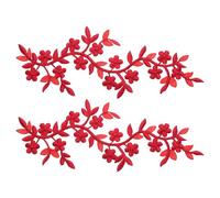 sourcing map 2Pcs Long Patch Flower Vine with Leaf, 10" x 4" Iron on Plum Patches Polyester Embroidered Applique for Curtain Pillow Clothes Sewing and Decoration, Red