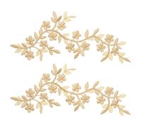 sourcing map 2Pcs Long Patch Flower Vine with Leaf, 10" x 4" Iron on Plum Patches Polyester Embroidered Applique for Curtain Pillow Clothes Sewing and Decoration, Khaki