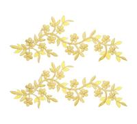 sourcing map 2Pcs Long Patch Flower Vine with Leaf, 10" x 4" Iron on Plum Patches Polyester Embroidered Applique for Curtain Pillow Clothes Sewing and Decoration, Gold