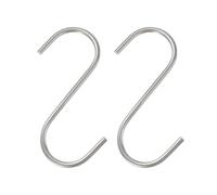 sourcing map 2pcs Long S Hooks 4 Inch Extra Long Metal S-Shaped Hanging Hooks High Manganese Steel S Hanger Storage Organizing Tool for Kitchen Garden Bathroom Garage Closet, Silver