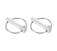 sourcing map 2Pcs Lynch Pin with Ring (10mm x 50mm) - Heavy Duty Linch Pins Shaft Locking Pin Clips Stainless Steel, for Farm Tractor Trucks Lawn Mowers Trailers Trolley, Silver