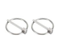 sourcing map 2Pcs Lynch Pin with Ring (4mm x 35mm) - Heavy Duty Linch Pins Shaft Locking Pin Clips Stainless Steel, for Farm Tractors Trucks Lawn Mowers Trailers Trolley, Silver