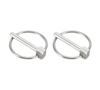 sourcing map 2Pcs Lynch Pin with Ring (6mm x 40mm) - Heavy Duty Linch Pins Shaft Locking Pin Clips Stainless Steel, for Farm Tractors Trucks Lawn Mowers Trailers Trolley, Silver