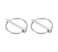 sourcing map 2Pcs Lynch Pin with Ring (6mm x 50mm) - Heavy Duty Linch Pins Shaft Locking Pin Clips Stainless Steel, for Farm Tractors Trucks Lawn Mowers Trailers Trolley, Silver