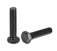 sourcing map 2Pcs M10-1.5 x 45mm Left Hand Hex Head Bolt, Black Oxide Carbon Steel Reverse Fully Threaded Fastener Screws Bolts for Machinery, Automobiles and Construction