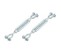 sourcing map 2Pcs M10(3/8") Jaw and Jaw Turnbuckles Wire Rope Tension, Galvanized Steel Turnbuckle Adjustable Cable Tensioner for Shade Sail, Clothesline, 3200 lbs Working Load Limit