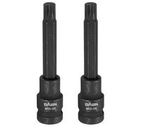 sourcing map 2pcs M10 Triple Square Bit Socket 55mm/2.17" Length 1/2" Square Drive 12 Point Spline Extension Impact Bit Power Nut Driver Set S2 Steel Socket Ratchet Wrench Bits, Black