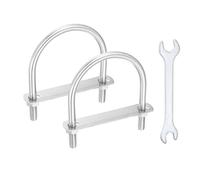 sourcing map 2Pcs M10 U-Bolts, 3.07"(78mm) Inner Width 4.37"(111mm) Length 304 Stainless Steel Round Bend U Bolts with Nuts Frame Plate Washers and Wrench for Trailers Boats Axle Sailboat