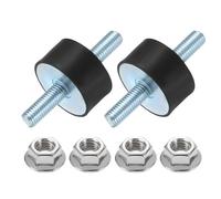 sourcing map 2Pcs M10 x 25mm Rubber Mounts, 20 x 40mm Cylindrical Anti Vibration Isolator Studs Shock Absorber Double Studs with Nuts for Car Bobbin Generator Air Compressors