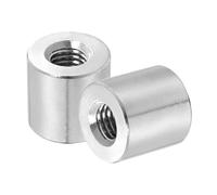 sourcing map 2Pcs M10x1.5x20mm Round Coupling Nuts, Stainless Steel Connector Nut Fasteners Rod Hardware Nuts 20mm OD for Threaded Rod, Industrial Construction Fasteners, Silver