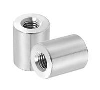 sourcing map 2Pcs M10x1.5x25mm Round Coupling Nuts, Stainless Steel Connector Nut Fasteners Rod Hardware Nuts 20mm OD for Threaded Rod, Industrial Construction Fasteners, Silver