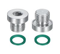 sourcing map 2Pcs M10x1 Inner Hex Head Pipe Fitting Plug, Universal Carbon Steel Thread Socket Plug with Green O-Ring for Terminate Pipe Ends or Replacement Drains