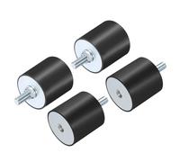 sourcing map 2pcs M10x28mm Rubber Isolator Mounts with Studs 50x50mm Male Female Vibration Shock Absorber Zinc Plated Cylindrical Thread Mounts Anti Vibration Isolators with 2pcs M10 Lock Nuts