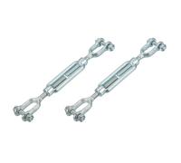 sourcing map 2Pcs M12(1/2") Jaw and Jaw Turnbuckles Wire Rope Tension, Galvanized Steel Turnbuckle Adjustable Cable Tensioner for Shade Sail, Clothesline, 4400 lbs Working Load Limit
