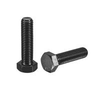 sourcing map 2Pcs M12-1.75 x 45mm Left Hand Hex Head Bolt, Black Oxide Carbon Steel Reverse Fully Threaded Fastener Screws Bolts for Machinery, Automobiles and Construction