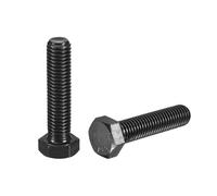 sourcing map 2Pcs M12-1.75 x 50mm Left Hand Hex Head Bolt, Black Oxide Carbon Steel Reverse Fully Threaded Fastener Screws Bolts for Machinery, Automobiles and Construction