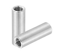 sourcing map 2Pcs M12x1.75mm Round Coupling Nuts, 0.63x1.97 Inch(ODxH)304 Stainless Steel Connector Nut Fasteners Rod Hardware Nuts for Threaded Rod, Industrial Construction Fasteners, Silver