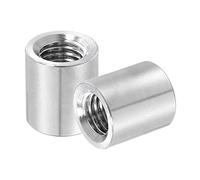 sourcing map 2Pcs M12x1.75x20mm Round Coupling Nuts, Stainless Steel Connector Nut Fasteners Rod Hardware Nuts 18mm OD for Threaded Rod, Industrial Construction Fasteners, Silver