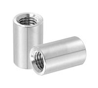 sourcing map 2Pcs M12x1.75x30mm Round Coupling Nuts, Stainless Steel Connector Nut Fasteners Rod Hardware Nuts 18mm OD for Threaded Rod, Industrial Construction Fasteners, Silver