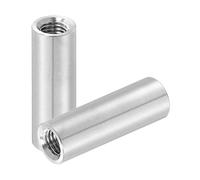 sourcing map 2Pcs M12x1.75x50mm Round Coupling Nuts, Stainless Steel Connector Nut Fasteners Rod Hardware Nuts 18mm OD for Threaded Rod, Industrial Construction Fasteners, Silver