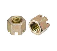 sourcing map 2Pcs M14x2mm Hexagon Slotted Nut, Grade 10 Carbon Steel Hex Castle Nuts, Color Zinc