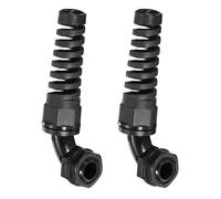 sourcing map 2Pcs M16 Cable Gland with Strain Relief, 90 Degree Elbow Nylon Joint IP68 Waterproof Spiral Adjustable Cord Connector for 4-7mm Wire