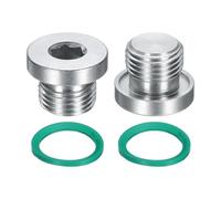 sourcing map 2Pcs M16x1.5 Inner Hex Head Pipe Fitting Plug, Universal Carbon Steel Thread Socket Plug with Green O-Ring for Terminate Pipe Ends or Replacement Drains
