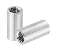 sourcing map 2Pcs M16x2x40mm Round Coupling Nuts, Stainless Steel Connector Nut Fasteners Rod Hardware Nuts 24mm OD for Threaded Rod, Industrial Construction Fasteners, Silver