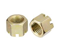 sourcing map 2Pcs M20x2.5mm Hexagon Slotted Nut, Grade 10 Carbon Steel Hex Castle Nuts, Color Zinc