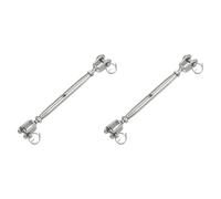 sourcing map 2Pcs M5(3/16") Closed Body Jaw and Jaw Turnbuckles Wire Rope Tension, Stainless Steel Turnbuckle Adjustable Cable Tensioner for Shade Sail Clothesline, 660Lbs Working Load Limit