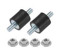 sourcing map 2Pcs M5 x 10mm Rubber Mounts, 15 x 15mm Cylindrical Anti Vibration Isolator Studs Shock Absorber Double Studs with Nuts for Car Bobbin Generator Air Compressors
