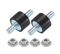 sourcing map 2Pcs M5 x 12mm Rubber Mounts, 10 x 15mm Cylindrical Anti Vibration Isolator Studs Shock Absorber Double Studs with Nuts for Car Bobbin Generator Air Compressors