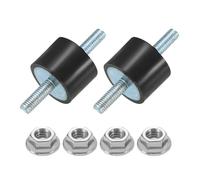 sourcing map 2Pcs M5 x 15mm Rubber Mounts, 15 x 20mm Cylindrical Anti Vibration Isolator Studs Shock Absorber Double Studs with Nuts for Car Bobbin Generator Air Compressors