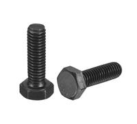 sourcing map 2Pcs M6-1 x 20mm Left Hand Hex Head Bolt, Black Oxide Carbon Steel Reverse Fully Threaded Fastener Screws Bolts for Machinery, Automobiles and Construction