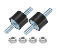 sourcing map 2Pcs M6 x 18mm Rubber Mounts, 15 x 20mm Cylindrical Anti Vibration Isolator Studs Shock Absorber Double Studs with Nuts for Car Bobbin Generator Air Compressors