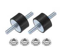 sourcing map 2Pcs M6 x 18mm Rubber Mounts, 15 x 25mm Cylindrical Anti Vibration Isolator Studs Shock Absorber Double Studs with Nuts for Car Bobbin Generator Air Compressors