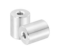 sourcing map 2Pcs M6x1x20mm Round Coupling Nuts, 304 Stainless Steel Connector Nut Fasteners Rod Hardware Nuts 16mm OD for Threaded Rod, Industrial Construction Fasteners, Silver