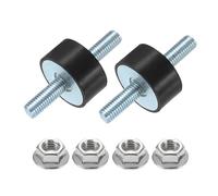 sourcing map 2Pcs M8 x 23mm Rubber Mounts, 15 x 30mm Cylindrical Anti Vibration Isolator Studs Shock Absorber Double Studs with Nuts for Car Bobbin Generator Air Compressors